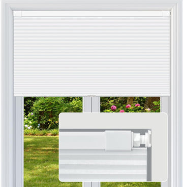 No Drill Cellular Shades Light Filtering Honeycomb Blinds White | No Tool No Drill Design for Super Easy