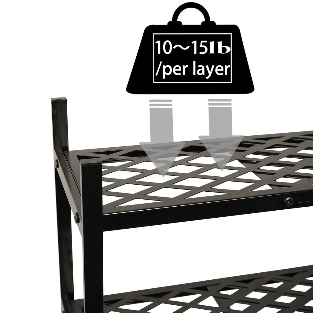 Long Expandable Metal Shoe Rack for Closet, Entryway, Garage, 4-Tier, Black