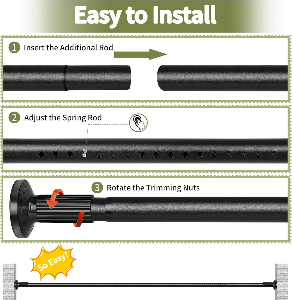 Tension Curtain Rod 51-165In(4.25-13.75Ft), Extra Long Outdoor Curtain Rod No Drilling for Window or Bathroom Patio