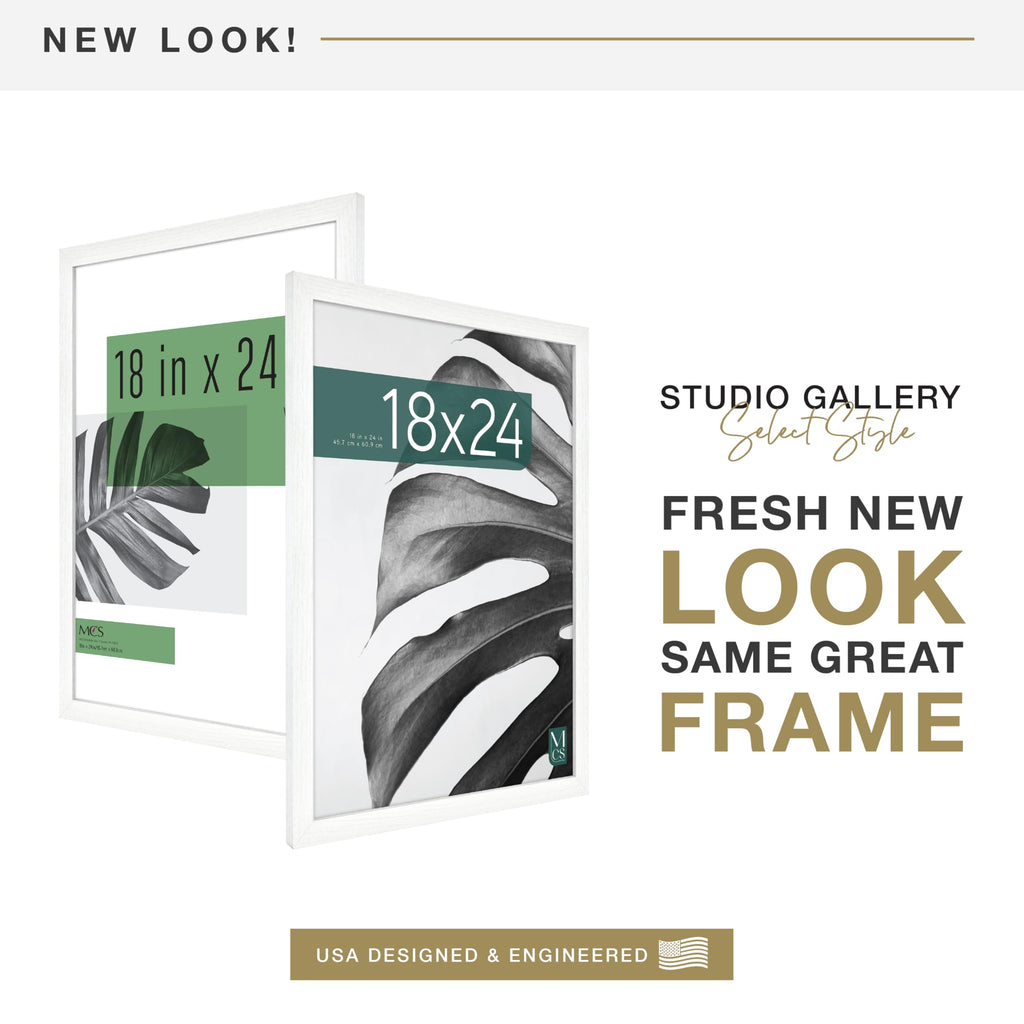 Studio Gallery Poster Frame, 18x24, White Woodgrain, 1-Pack