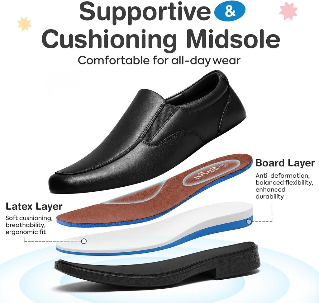Boys Slip-On Dress Shoes Kids Comfortable Moccasin Square Toe Loafers