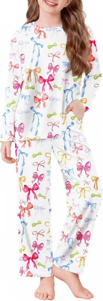 Girls Pajamas Cute Long Sleeve and Pants Pjs Set Kids Sleepwear
