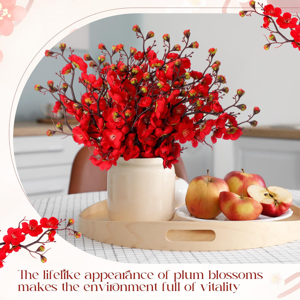 18 Pcs Artificial Plum Blossom Faux Flower Silk Simulation Bouquet
