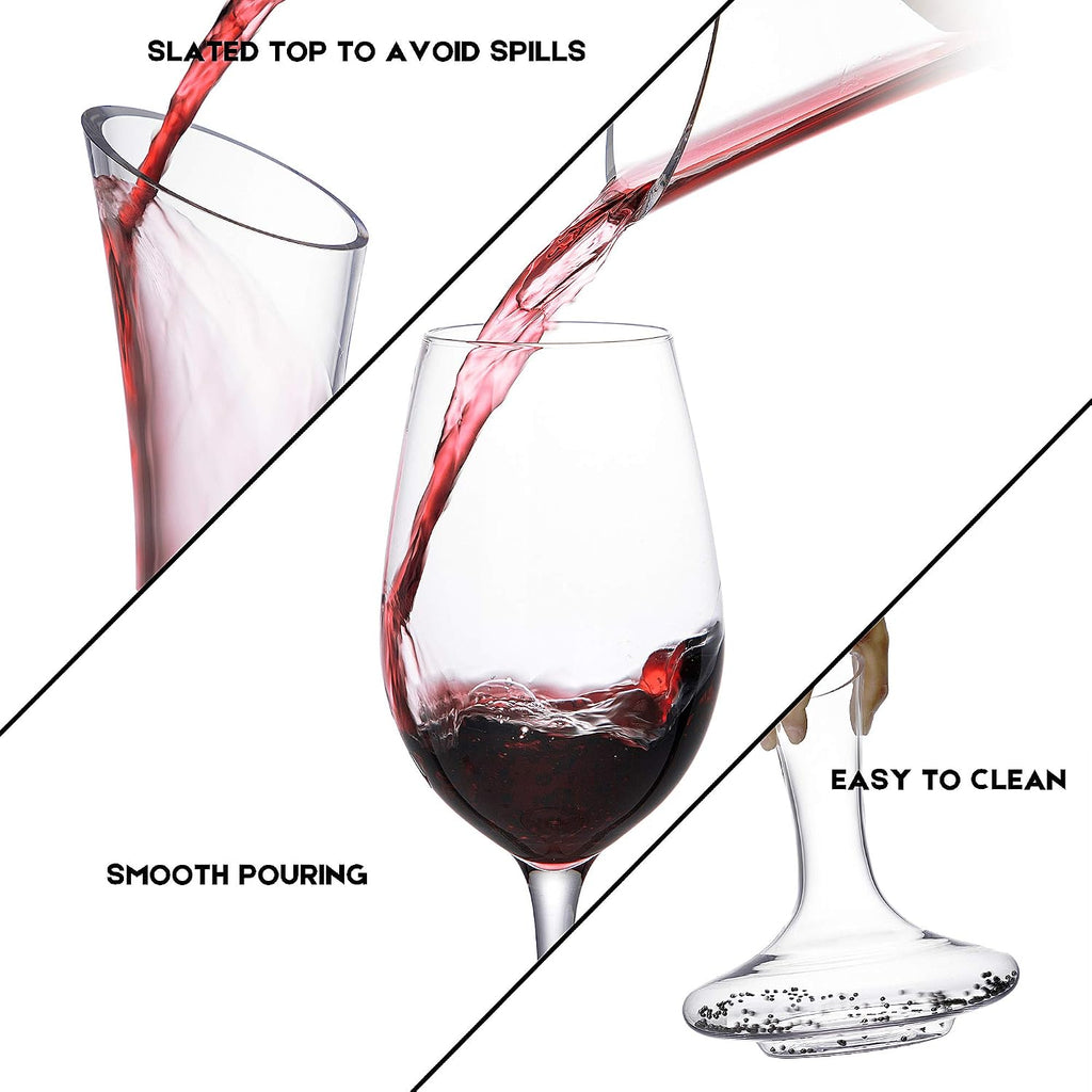 Wine Decanter,Red Wine Carafe,Wine Aerator,100% Hand Blown Lead-free Crystal Glass with Cleaning Beads,Wine Decanters