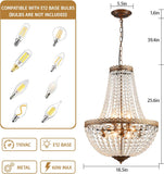 6 Lights French Empire Crystal Chandelier Farmhouse Pendant Lighting, Antique Bronze Ceiling Light Fixture for Dining Room Bedroom Foyer Living Room, W18.5 x H25.6 A108-B0CQK2T7M2