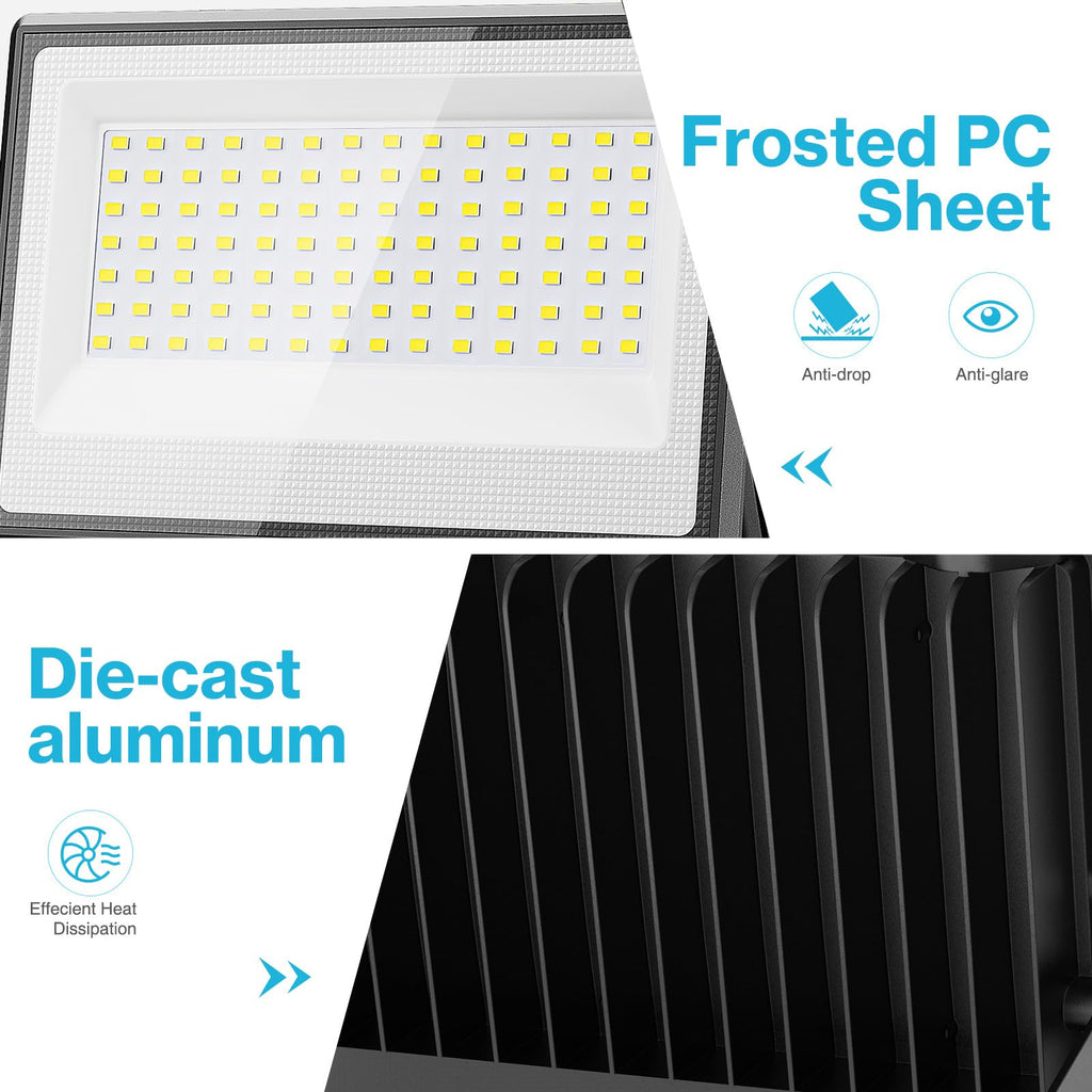 2 Pack 130W LED Flood Light Outdoor, 13000lm LED Work Light with Plug, IP66 Waterproof Exterior Security Lights