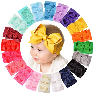 Baby Girl Headbands Colorful Ribbon Bows with Nylon Headbands