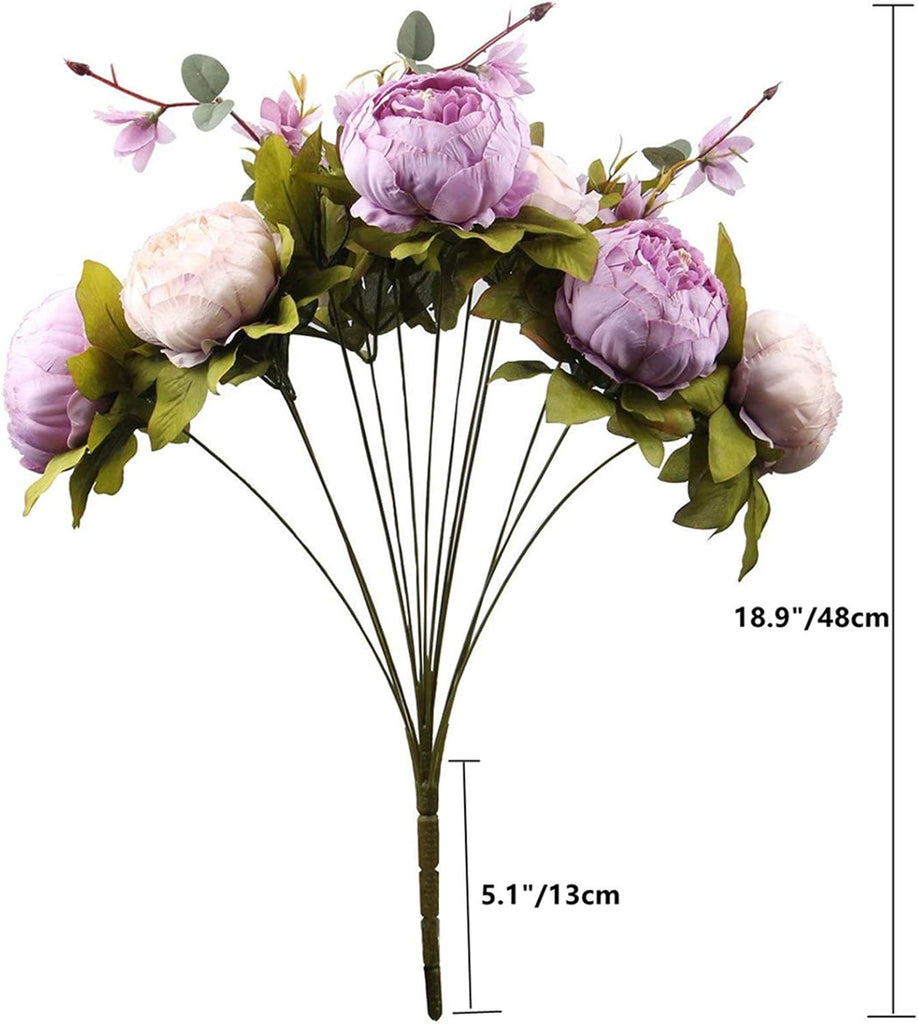 Large Artificial Peony Silk Flower Bouquets Arrangement Wedding Centerpieces (New Purple) - Set of 2