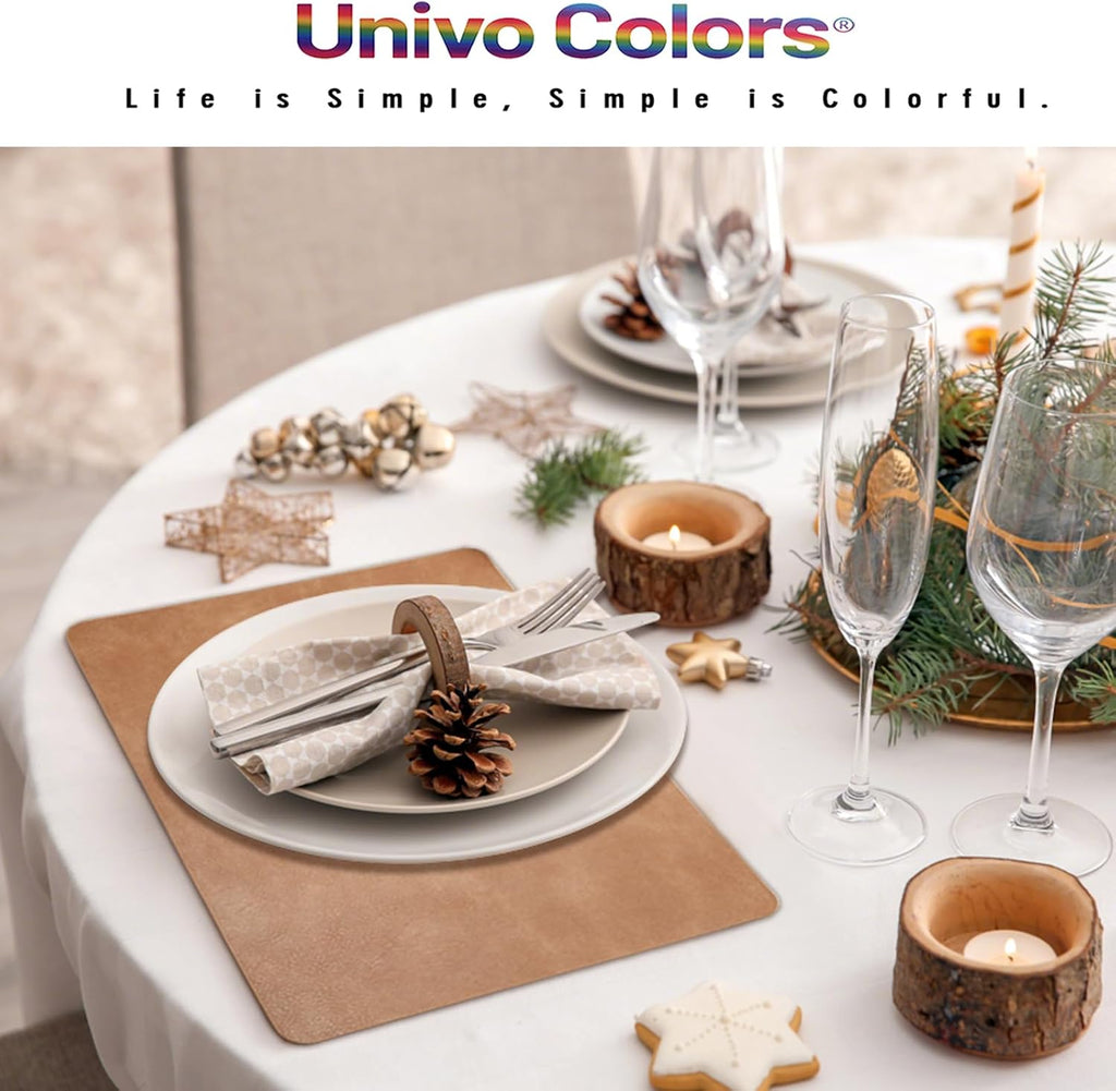 UnivoColors Placemats,Heat Resistant Placemats Washable 12 x 17 Inch,Waterproof Table Mats,Wipeable Pu Place - Set of 4