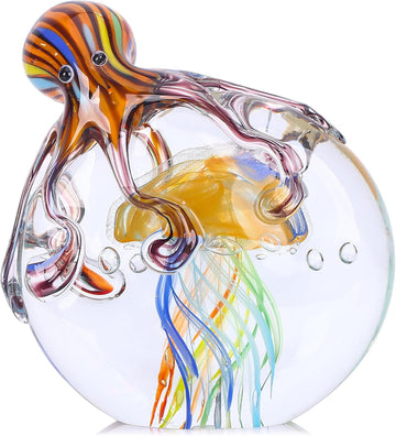 Glass Octopus Jellyfish Statue Home Decor, Hand Blown Glass Decor Ocean Figurines Octopus Sculpture, Murano Art