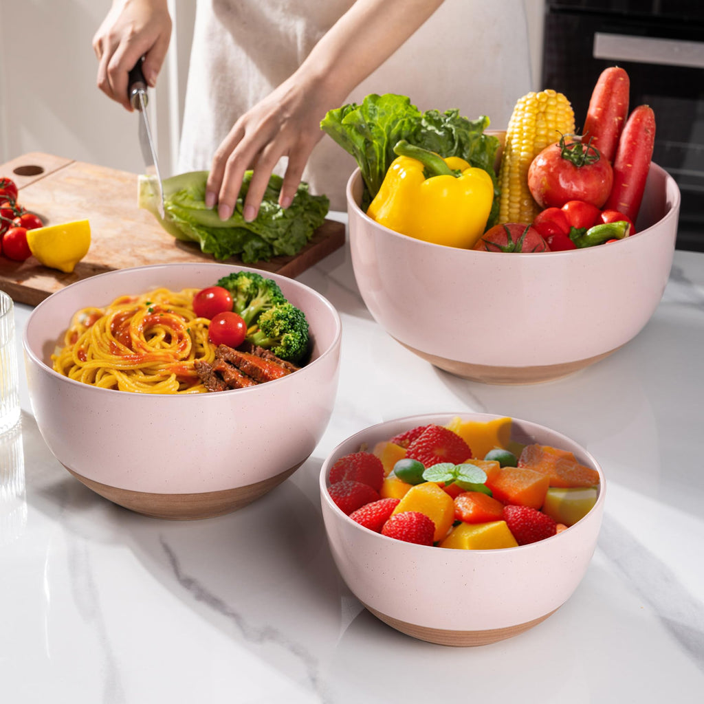 Ceramic Mixing Bowls,Stoneware Nesting Bowls Set of 3