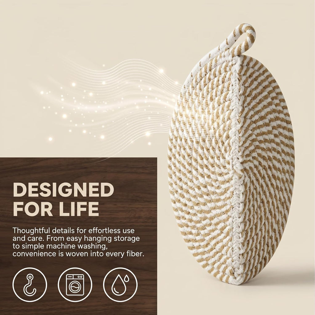 Hot Pads & Quartz Countertops - 6-Pack 8-Inch Cotton Trivets for Hot Dishes, Pots and Pans, Machine Washable - Set of 6