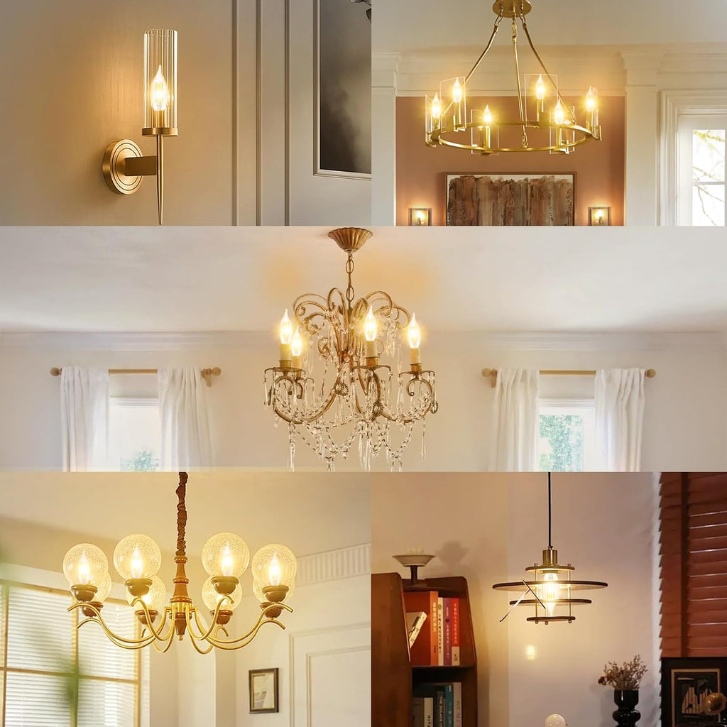 Dimmable E12 LED Candelabra Bulbs 60 Watt Equivalent, 2700K Warm White 700 Lumen Chandelier Light Bulbs, 6W Flame Tip