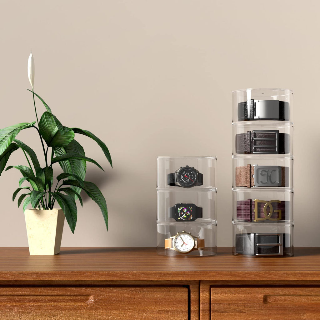 Belt Organizer for Closet, Acrylic Belt Storage Holder Box, 4 Layers