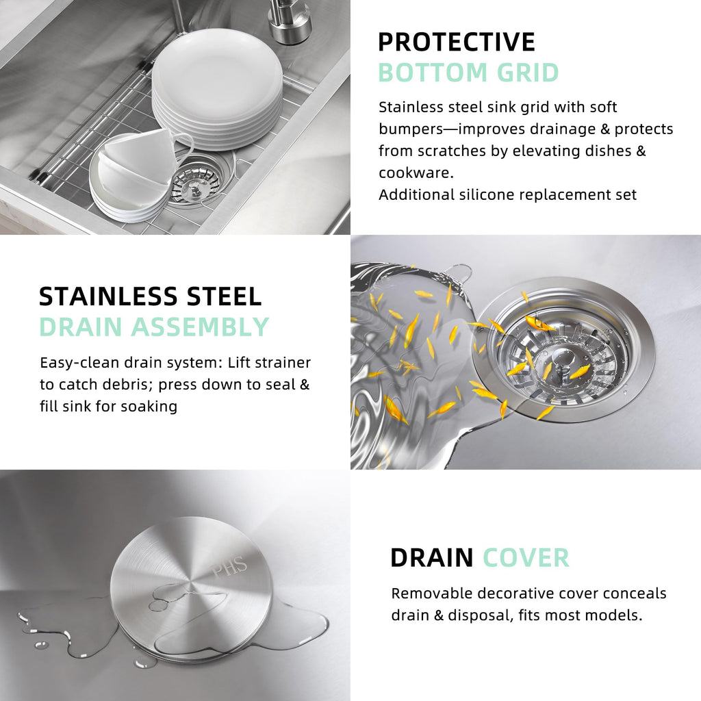 33 Inch Drop In Double Bowl Kitchen Sink 50/50-16 Gauge Stainless Steel Overmount Kitchen Sink 33x22 with