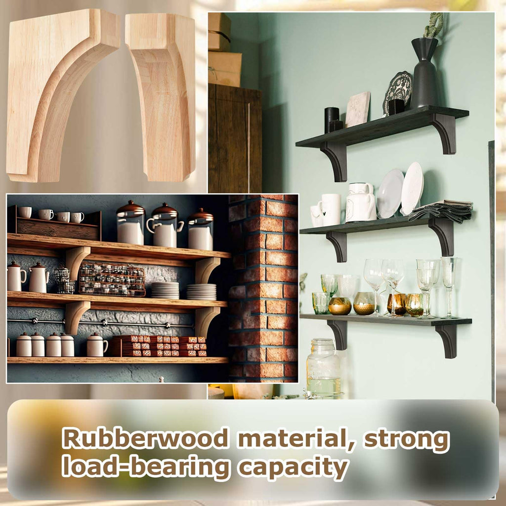 2 Pack Solid Wood Corbels, 1 3/4" w X 4" d X 6" h, Classic