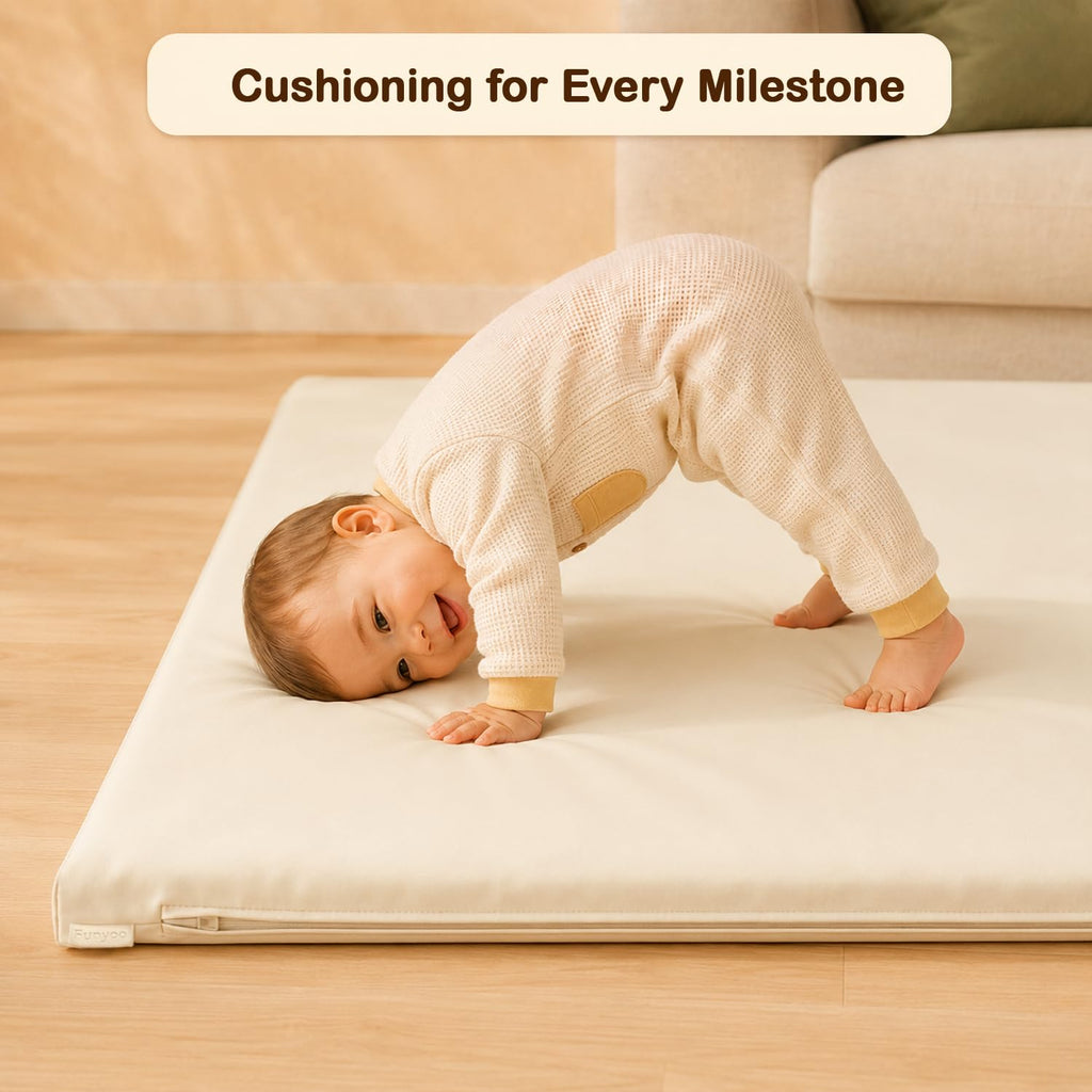 Vegan Leather Baby Play Mat, 79x59 Thick Cushioned Waterproof Playpen Mat, Stylish Removable Cover Floor Mat