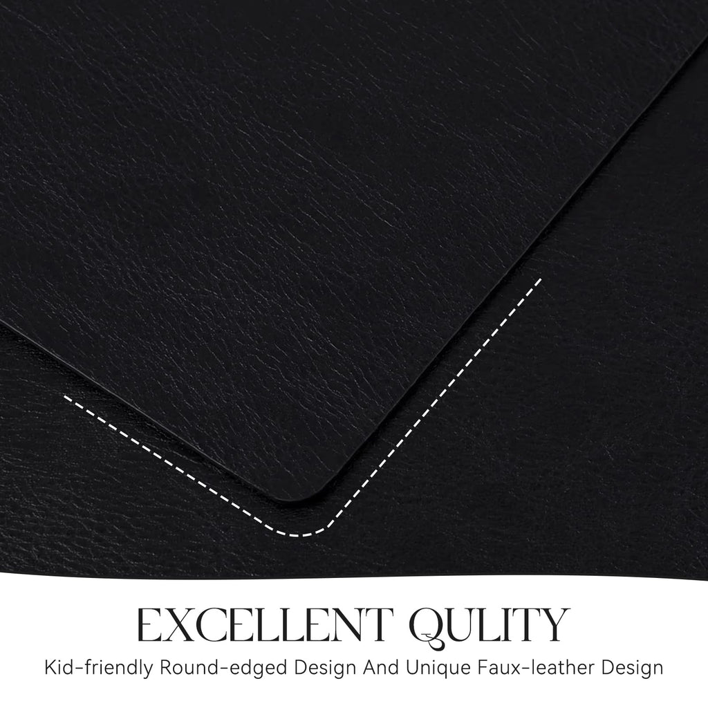 Vinyl Faux Leather Placemats, Set of 6, Black