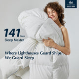 Goose Down Fiber Comforters Oversized Queen Duvet Insert, All Season White Comforter