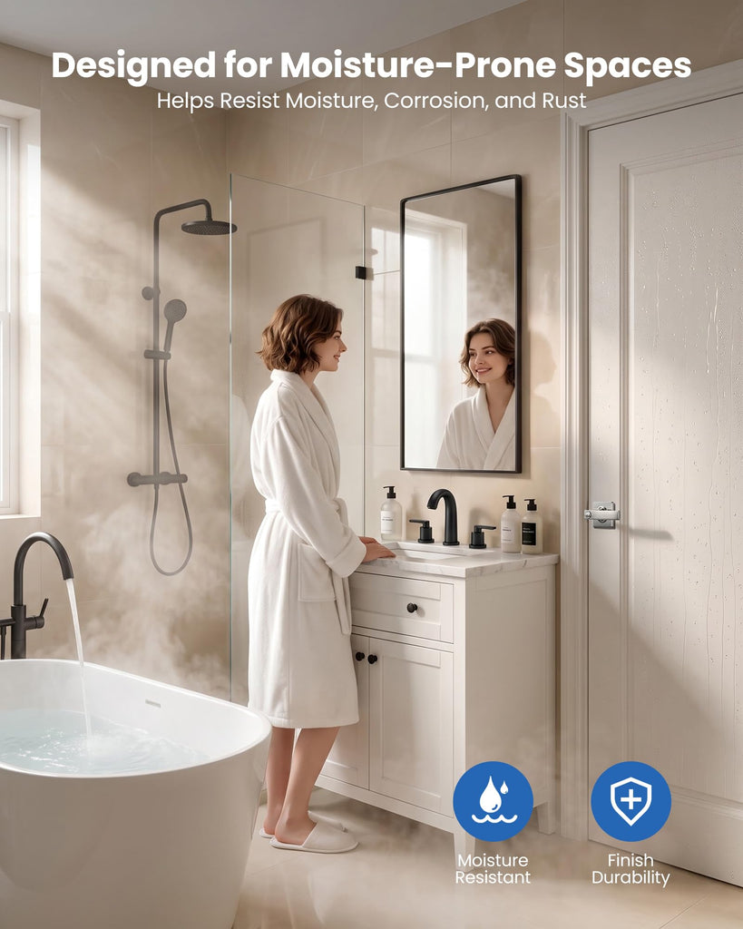 6 Pack Square Privacy Door Lever Bathroom,Satin Nickel