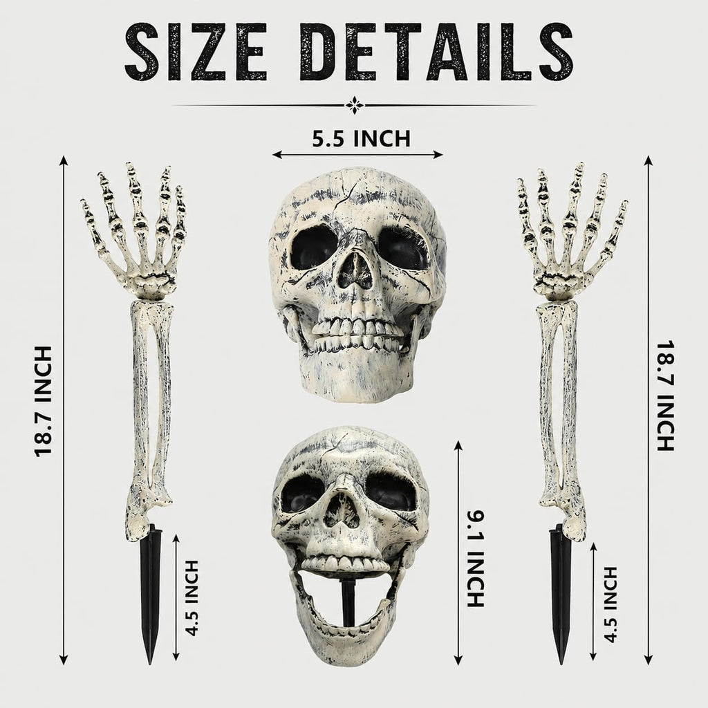 Realistic Skeleton Yard Stakes, Halloween Decorations Outdoor - Set of 3