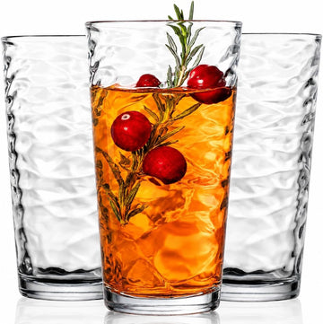 Drinking Glasses Set of 10 Highball Glass Cups, 17 Oz Cooler Glassware. Home and Bar Everyday Basic Drinkware Elegant