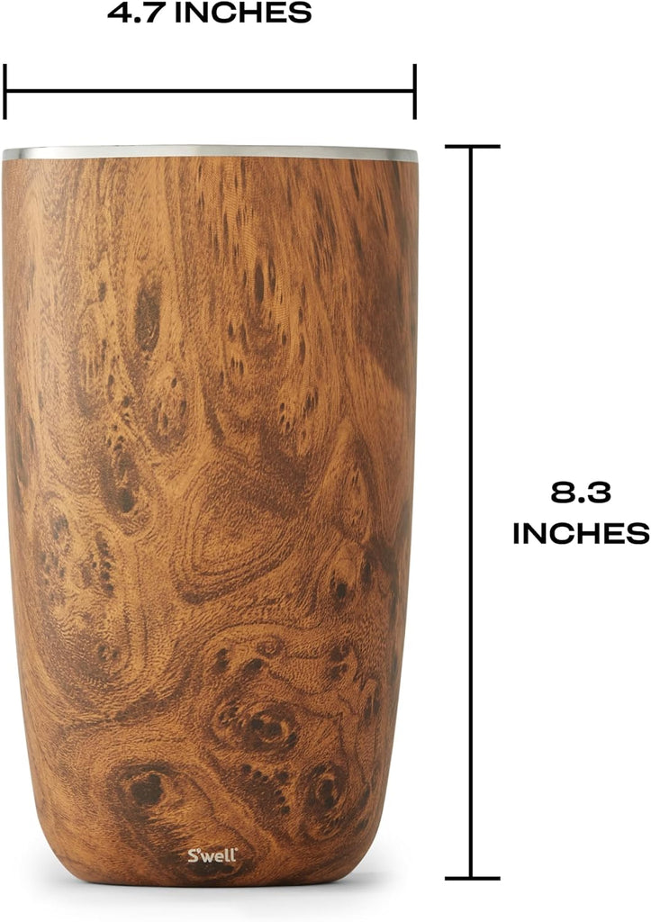 Stainless Steel Wine Chiller, Holds 750ml Bottle, Teakwood, Triple Layered Vacuum Insulated Container Keeps Bottles