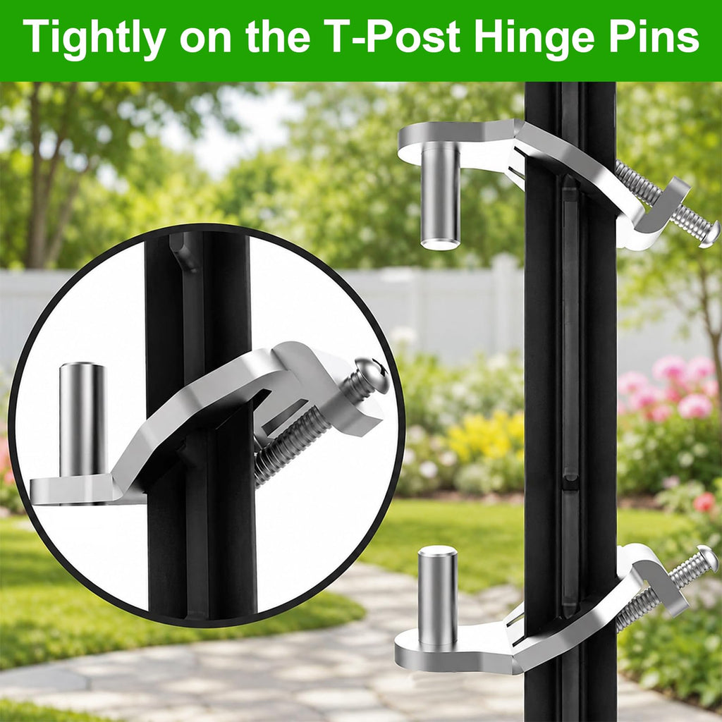 1 Pair T-Post Gate Hinge Pins, Heavy Duty Galvanized Steel Farm Gate