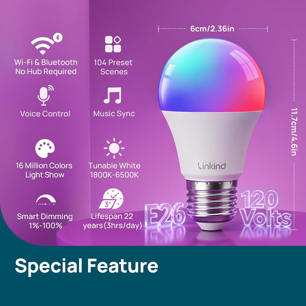 Smart Light Bulbs, Compatibale with Alexa, Google Home, AiDot