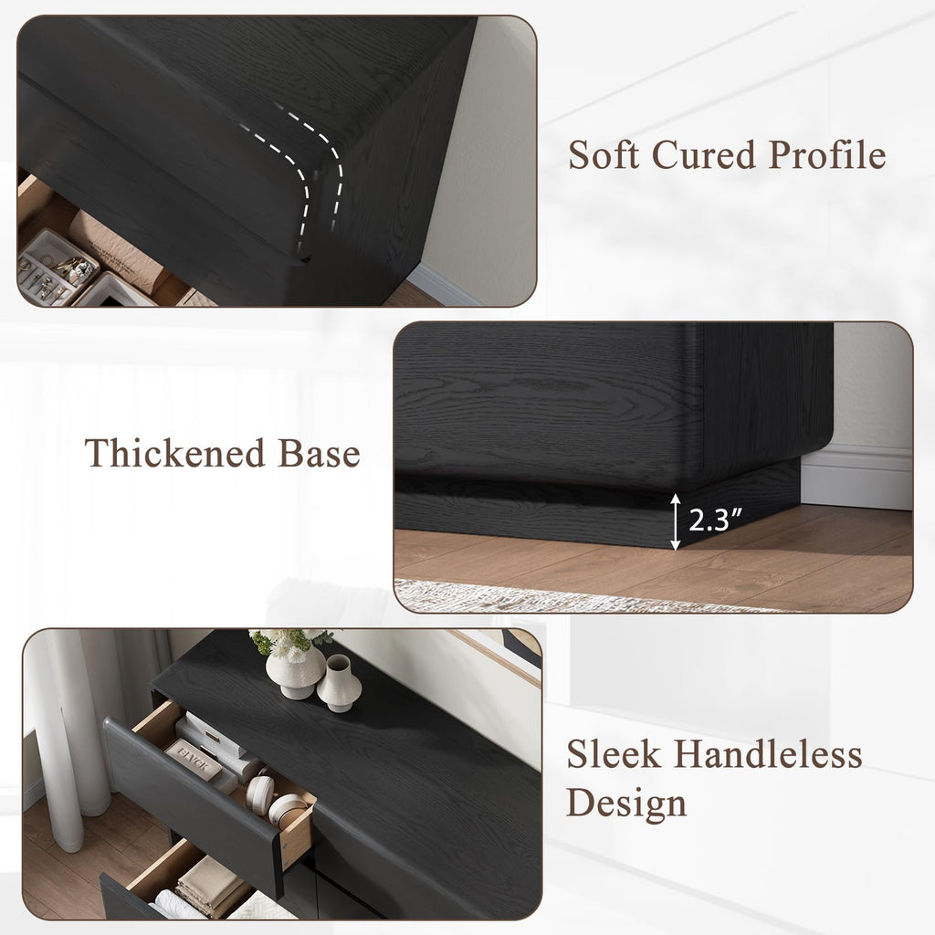 Black 9 Drawer Dresser, 63" Wide Chest of Drawers