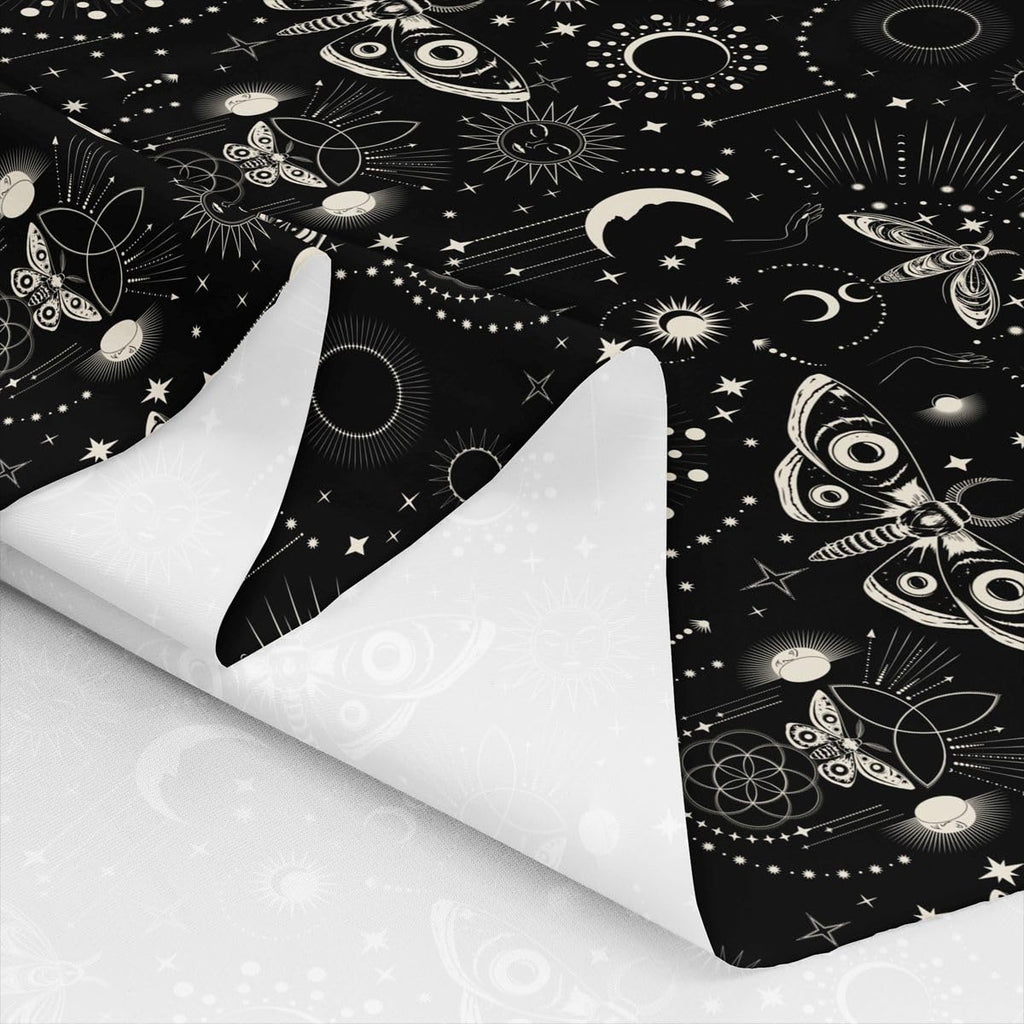 Gothic Style Fabric by The Yard Soft Polyester, Moth Sun and Moon Pattern Waterproof Fabric for Boys Girls