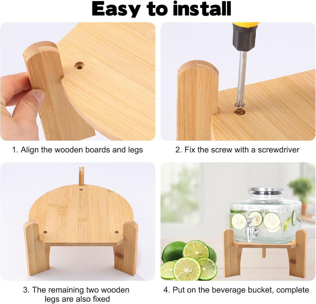 Wooden Drink Dispenser Stand, Beverage Dispenser Stand and Water Jug Holder, Drink Stand for Families, Parties