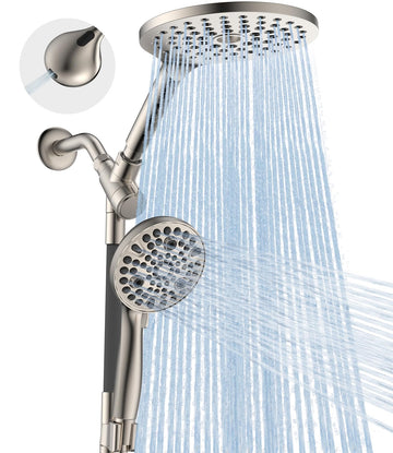 Dual Handheld Shower Head Combo, 2-in-1 Rain Shower Heads System 8 Inch Rainfall Shower Head and 10 Modes High