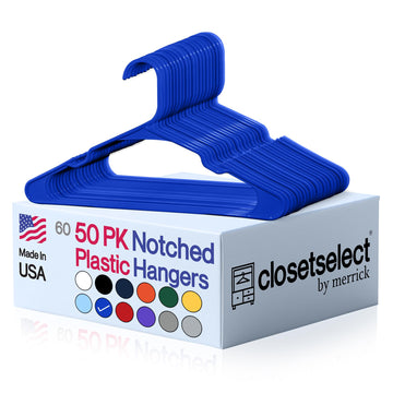 Plastic Hangers 50 Pack - Space Saving Clothes Hangers, Made in USA, Durable & Strong Plastic Shirt & Coat Hanger