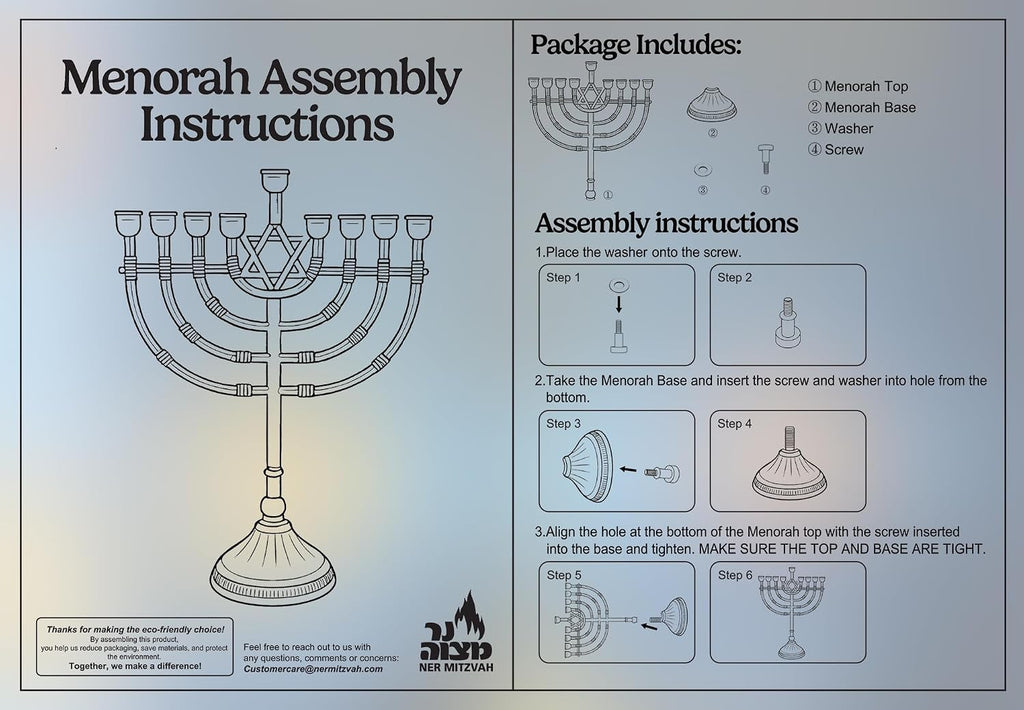 Hanukkah Complete Set - Menorahs for Chanukah - Includes , Hanukkah Candles, Dreidels, Play Coins, Chanukah Guide