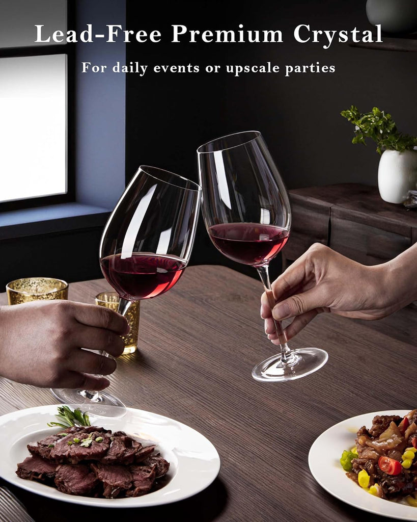 Hand Blown Italian Style Crystal White or Red Wine Glasses - Gift Packaging for Any Occasion - Lead-Free Premium