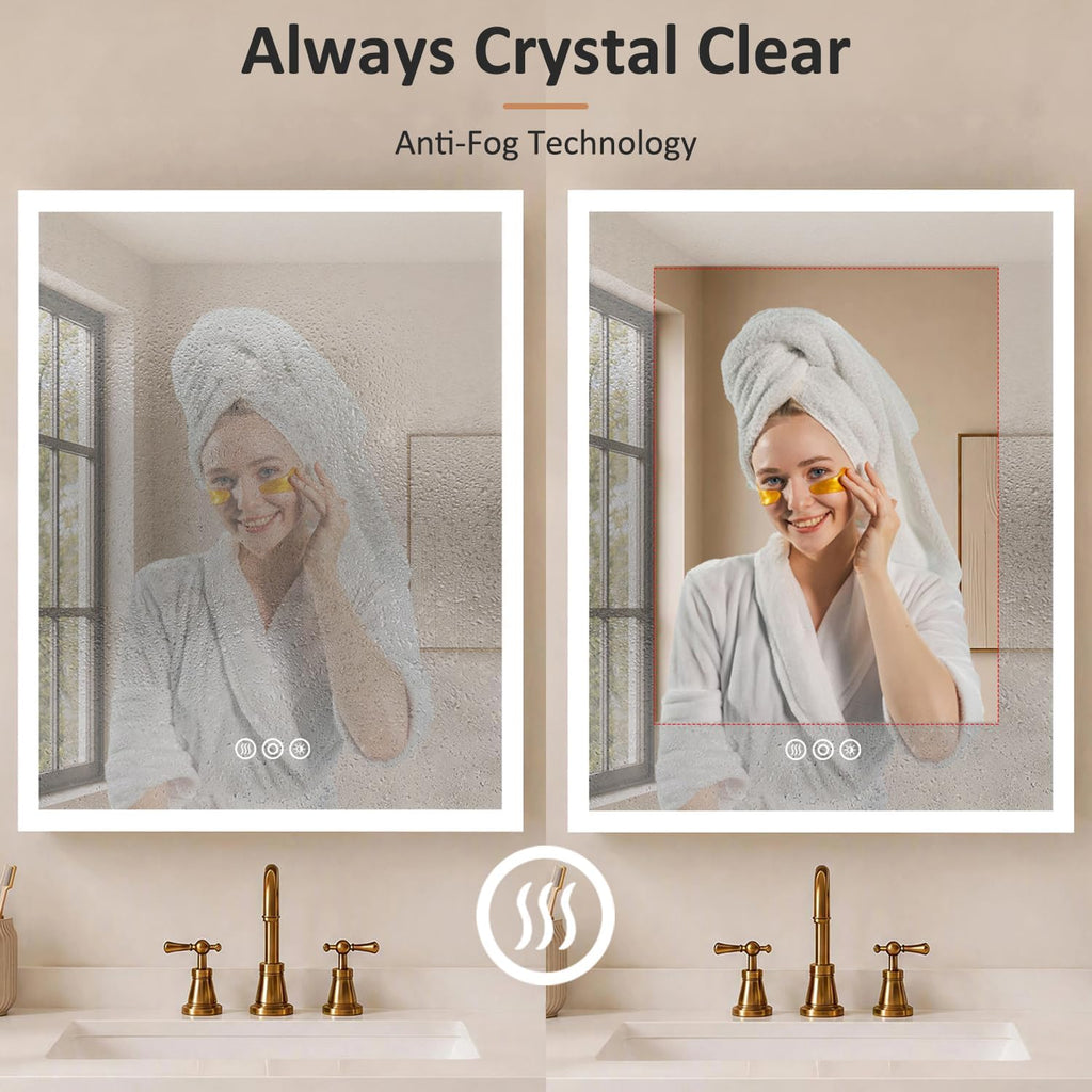 24 x 30 Inch LED Medicine Cabinet Mirror with Lights | Recessed or Wall Mount, ETL Listed, 3-Color Temp Lighting