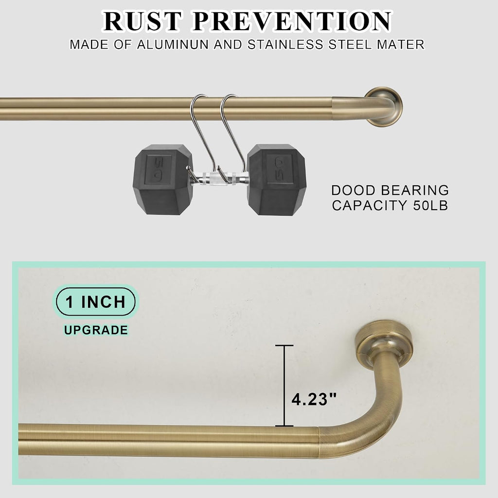Antique Bronze Curtain Rod - 28-56" with 1" Diameter Discs, Adjustable Room Darkening Curtain Rod with Aluminum