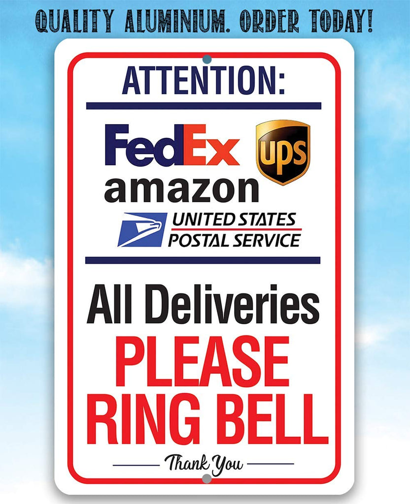 Delivery Sign for Package and Box Deliveries - Please Ring Bell Instructions - Directional Deliveries Sign, Porch