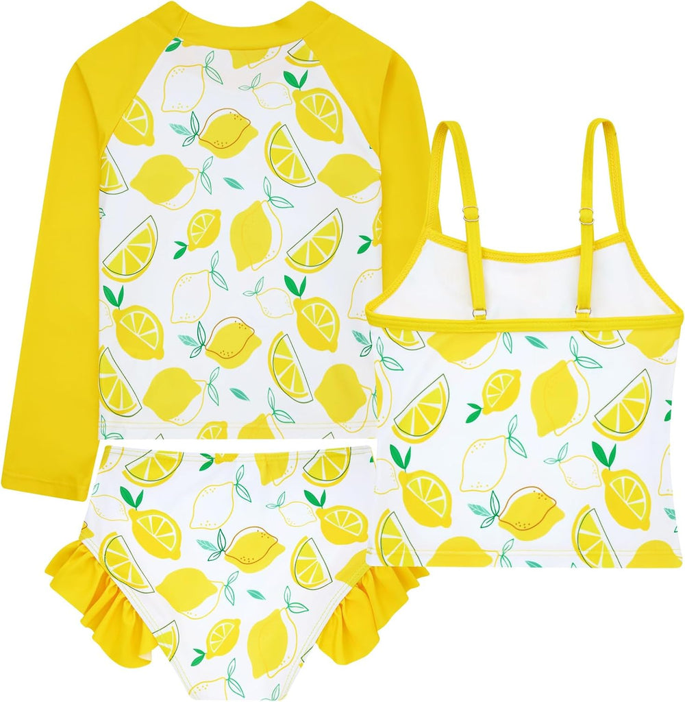 Girls Swimsuit Tankini Rash Guard Set Bathing Suits