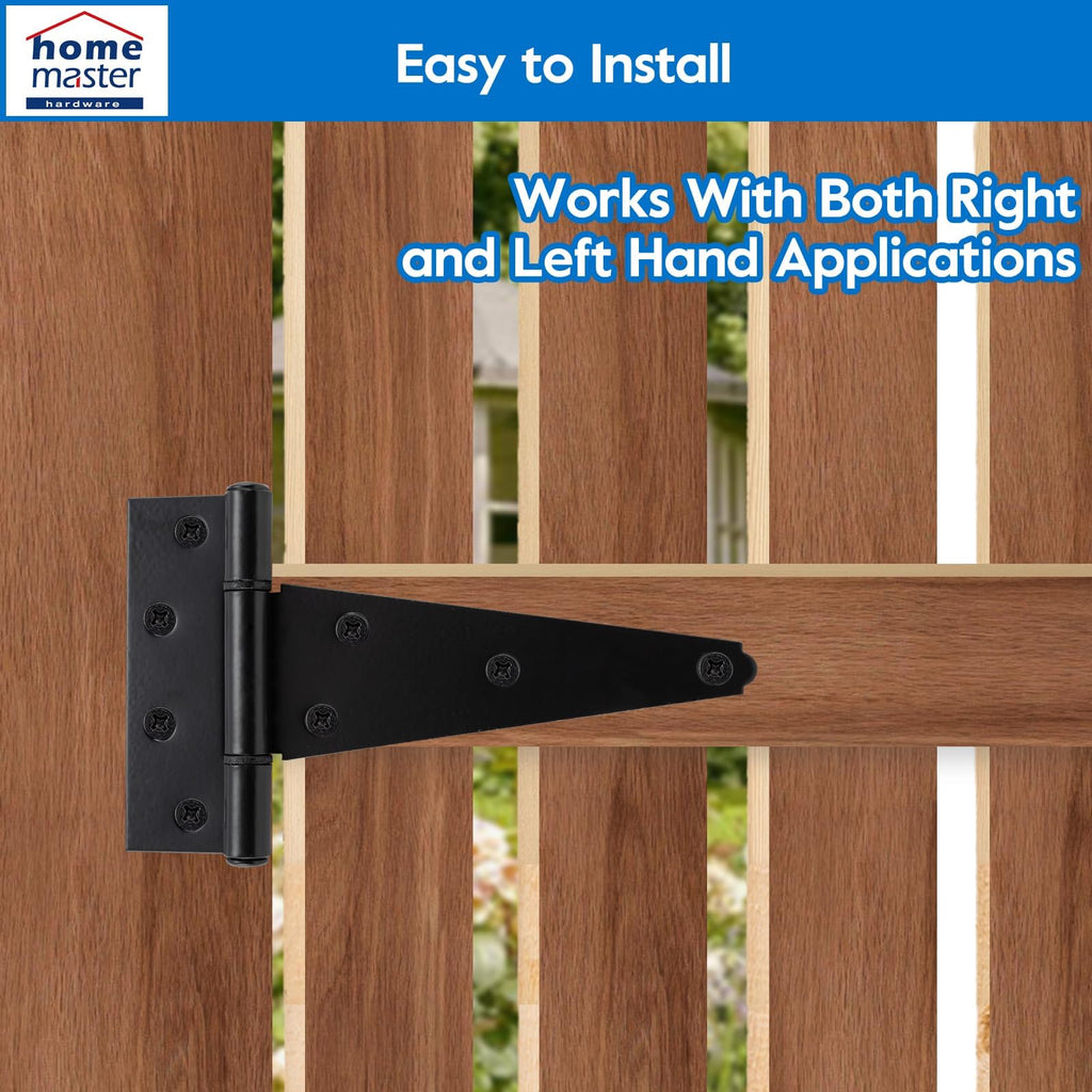 8" Heavy Duty Gate Hinges, 6 Pack T Strap Hinges