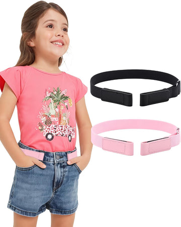 2 Pcs Kids Elastic No Buckle Belt for Girls for Causal Pants Jeans