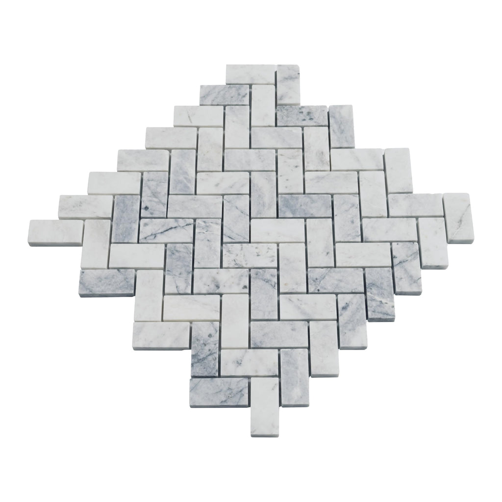 Mesh Mounted Marble Floor & Wall Tile| Capri Blue | 1" x 2"