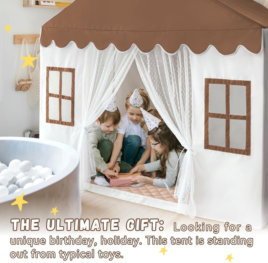 Kids Play Tent with Mat, Large Playhouse Play Tent Indoor for Girls Boys
