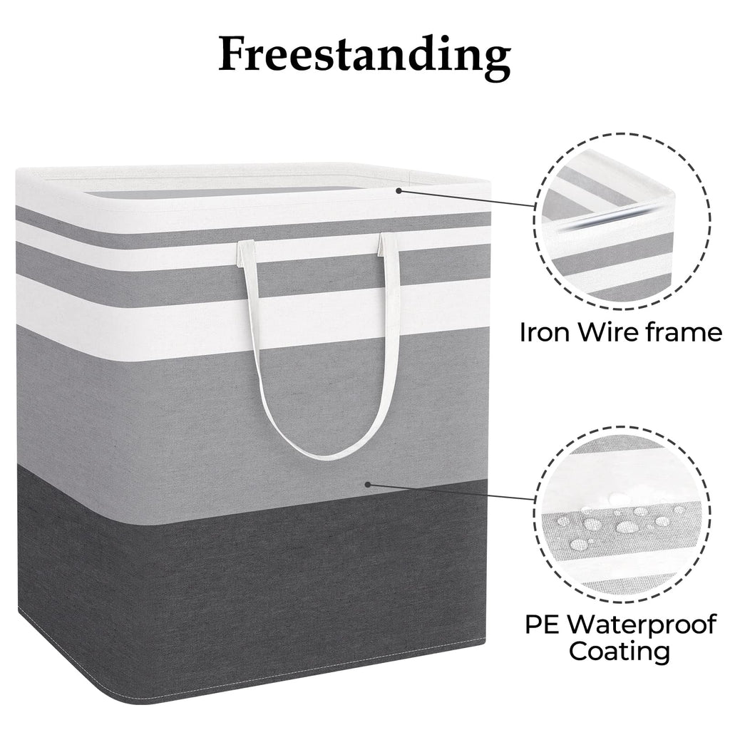 Basket Hamper, 100L Collapsible Clothes Storage, Grey