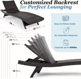 Katalina Chaise Lounge Set of 2-500lbs Support, UV Wicker, Ergonomic Wave Design, Reclining Backrest