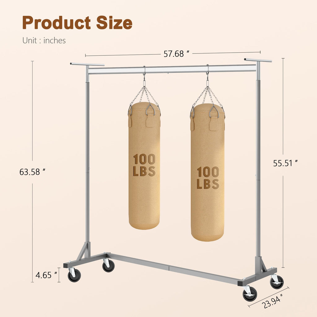 Z Clothes Rack with Cover, Heavy Duty Clothing Rack, Rolling Garment Rack with Wheels, with Dustproof Cover