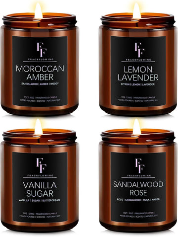 Scented Candles, Soy Wax, 4 Pack 28 oz - Set of 4