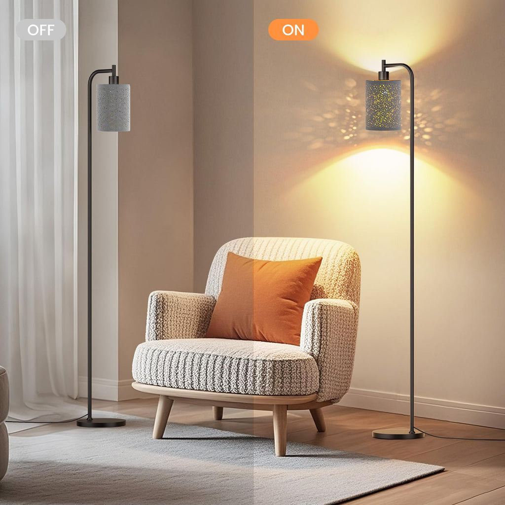 Floor Lamp with Linen Shade, Dimmable Tall Standing Lamp with Remote Control & 3 Color Temperatures, Modern Floor