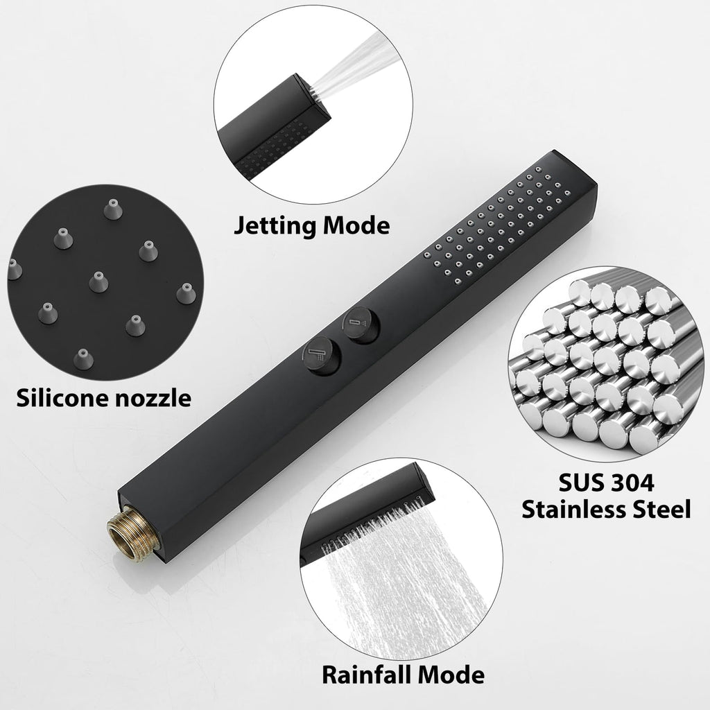 Rainfall Shower System with 4 Full Body Jet 4 Mode Shower Faucet Set